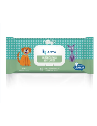 Salviette Arya Muschio Bianco 40 pezzi. Igienici per cani.