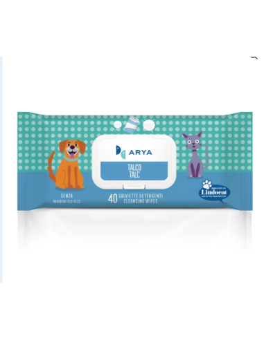 Salviette detergenti Talco Al profumo di Talco 40 pezzi. Igienici per cani e Gatti