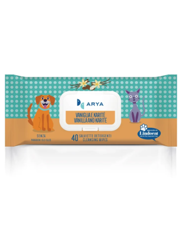 Salviette Arya  Vaniglia e Karitè 40 pezzi. Igienici per cani e gatti .