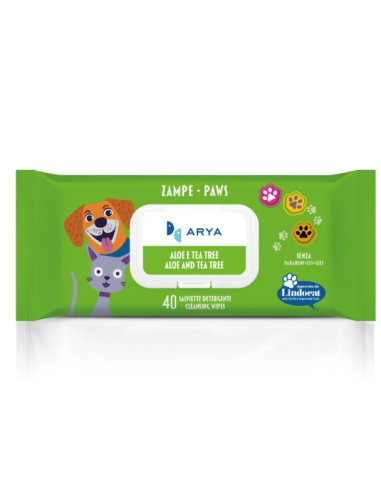Salviette Arya  per Zampe Delicate 40 pezzi. Igienici per cani e gatti