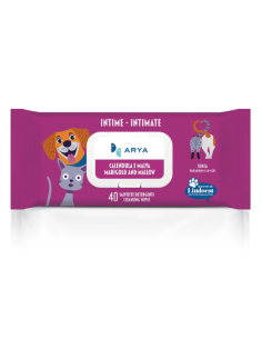 Salviette Arya  per Zona Intima Calendula e Malva 40 pezzi. Igienici per Cani e Gatti