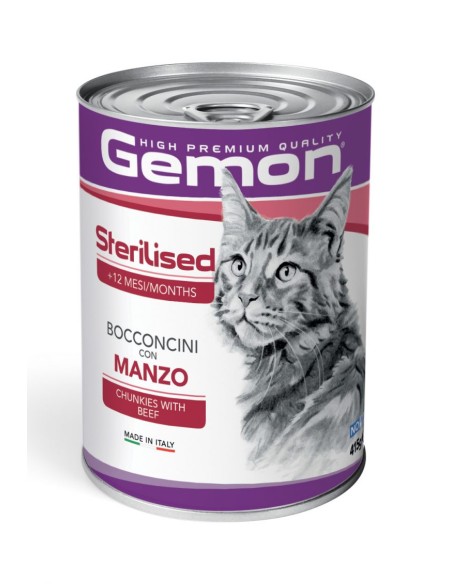 Gemon Cat  Bocconcini sterilizzato  Manzo Gr.415. Cibo Umido Per Gatti