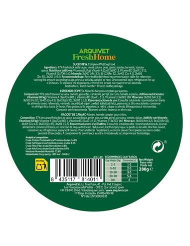 Arquivet Fresh Home Duck Stew 280 gr . Cibo Umido Per Cani .