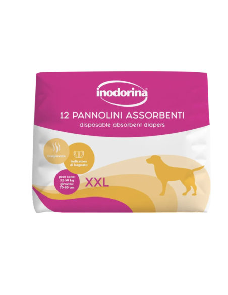 Inodorina Pannolini XXL 12 pezzi. Igienici per cani .