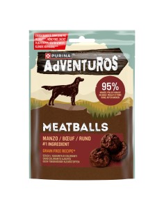 Purina Adevnturos Meatballs Manzo Gr.70. Snack per cani .