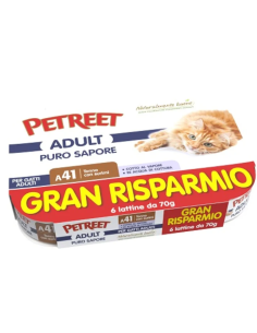 Petreet Adul Puro Sapore A41 Tonno con Surimi  Multipack 6PZ. Cibo Umido per gatti .