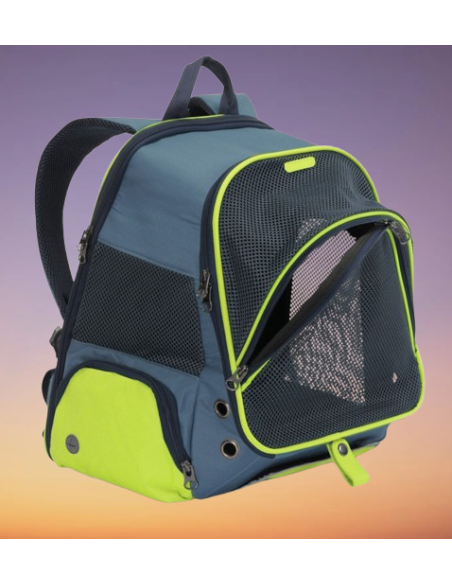 Zainetto Bicolore Blu Giallo 34x22x42 cm . Trasporto per cani.