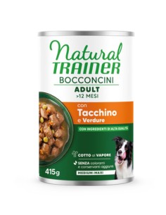 Natural Trainer Dog Bocconcini Tacchino e Verdure Gr 415. Cibo Umido Per cani .