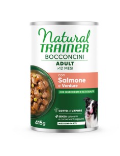 Natural Trainer Dog Bocconcini Salmone e Verdure Gr 415.Cibo Umido Per Cani .