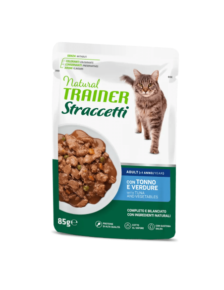 Trainer Umido Natural Cat busta Tonno in Straccetti gr.85.Cibo Umido Per Gatti .