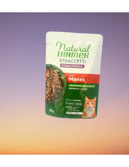 Trainer Umido Natural Cat busta Straccetti Steril.Manzo gr.85.Cibo Umido Per Gatti . Trainer Umido Natural Cat busta Straccetti Steril.Manzo gr.85.Cibo Umido Per Gatti .