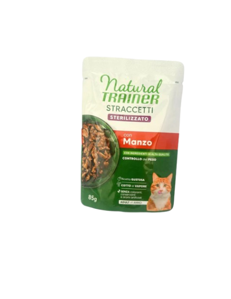 Trainer Umido Natural Cat busta Straccetti Steril.Manzo gr.85.Cibo Umido Per Gatti . Trainer Umido Natural Cat busta Straccetti Steril.Manzo gr.85.Cibo Umido Per Gatti .