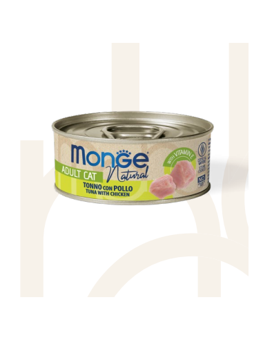 Monge Natural Tonno A Pinne Gialle  Con Pollo GR.80. Cibo Umido Per Gatti