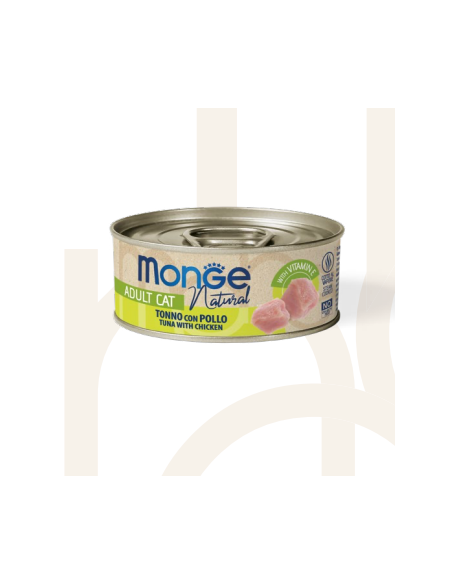 Monge Natural Tonno A Pinne Gialle  Con Pollo GR.80. Cibo Umido Per Gatti