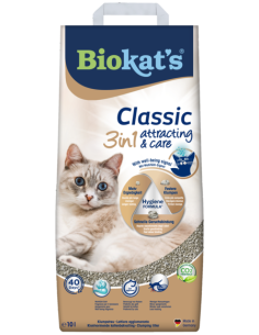 Biokat's Classic 3 in 1 Attracting and Care 10 litri. Lettiera per gatti.