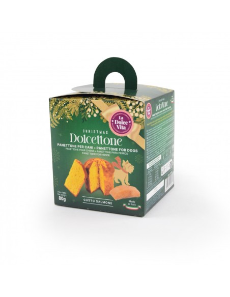 Dolcettone Panettone Per Cani Salmone gr 80. Snack per cani.
