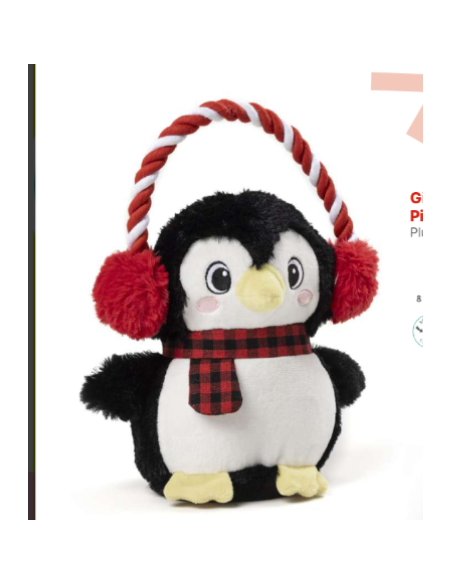 Pinguino Chilly Peluche cm 28 Natalizio. Giochi Per Cani