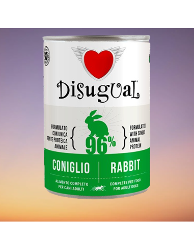 Disugual Umido Cane Coniglio gr 400. Cibo Umido Per Cani.