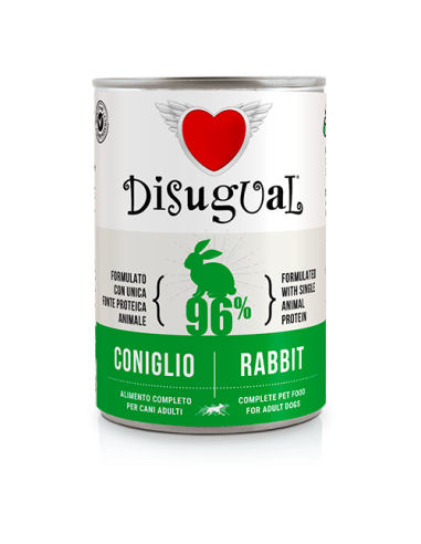 Disugual Umido Cane Coniglio gr 400. Cibo Umido Per Cani.