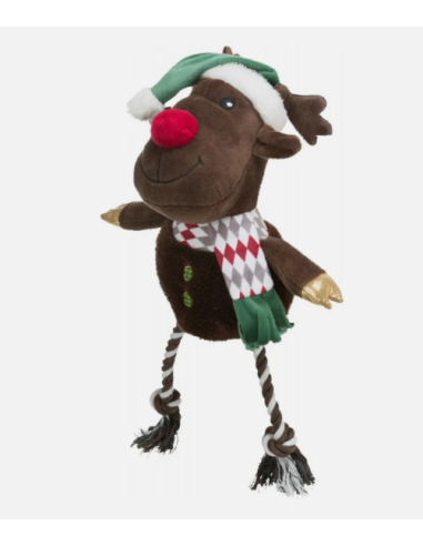 Renna Peluche con Corda cm 49. Giochi per cani.