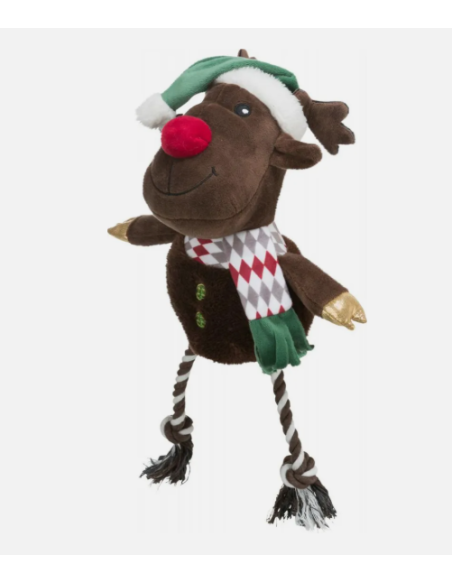 Renna Peluche con Corda cm 49. Giochi per cani.