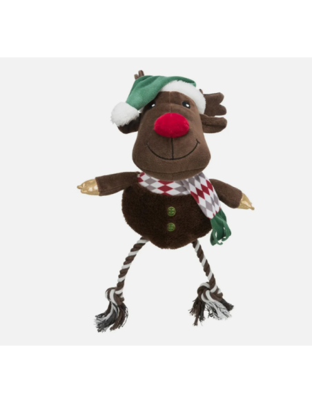 Renna Peluche con Corda cm 49. Giochi per cani.
