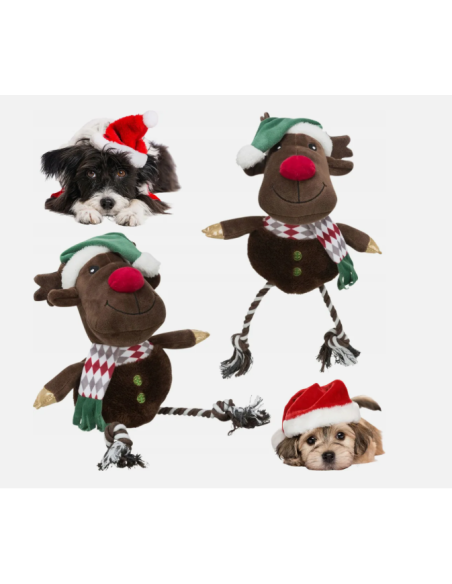 Renna Peluche con Corda cm 49. Giochi per cani.