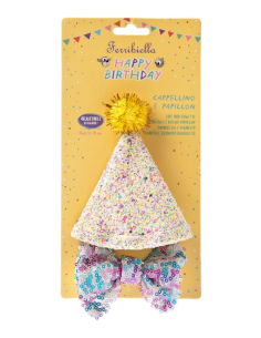 Cappellino e Papillon Party . Abbigliamento per cani.