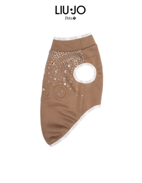 Liu Jo Felpa Logo Brillantini  misura small Caramello. Abbigliamento per cani.