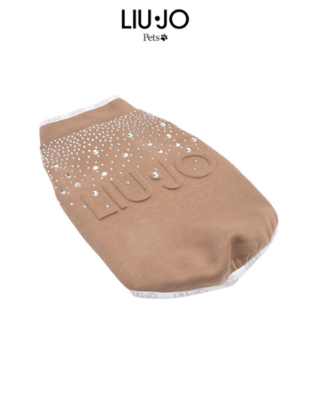Liu Jo Felpa Logo Brillantini  misura small Caramello. Abbigliamento per cani.