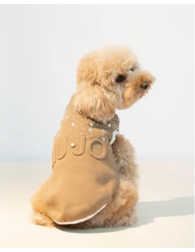 liu jo felpa Logo Brillantini misura media Caramello. Abbigliamento per cani,