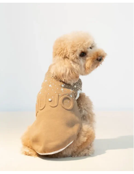 liu jo felpa Logo Brillantini misura media Caramello. Abbigliamento per cani,