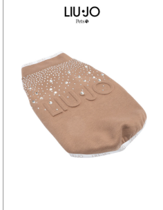 Liu Jo Felpa Logo Brillantini  misura media Caramello. Abbigliamento per cani.