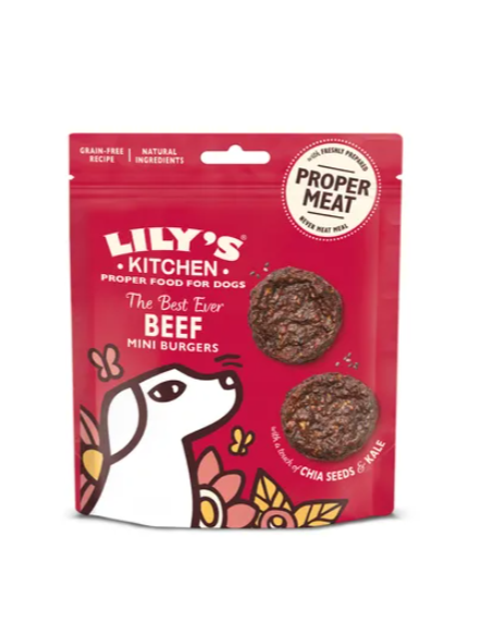 Lily's Kitchen Snack Dog the Best Ever Beef Burgers gr.70.Snack per cani