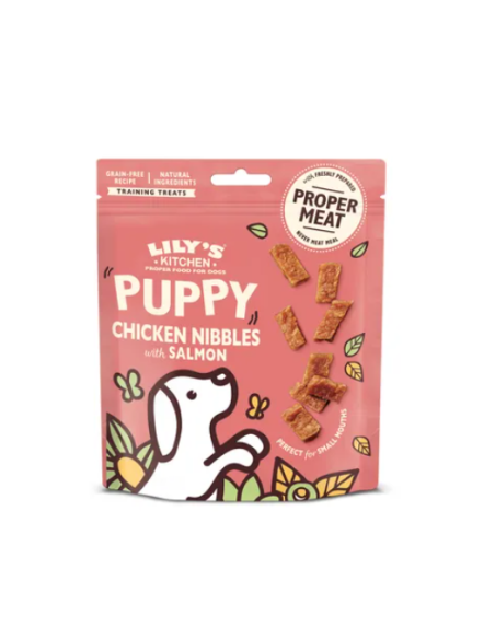 Lily's Kitchen Snack Dog Puppy Nibbles pollo e Salmone gr.70.Snack per Cani.