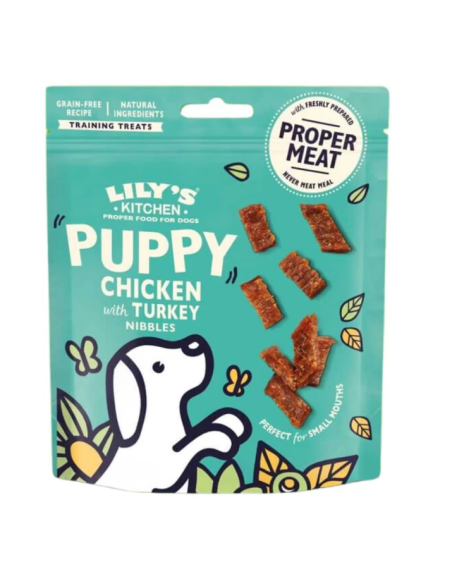 Lily's Kitchen Snack Dog Puppy Nibbles Pollo e Tacchino gr.70. Snack Per Cani .