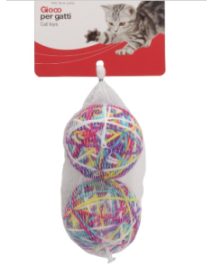 Gioco Gatto Gomitoli 2 pezzi con sonaglio. cm 6. Giochi  per gatti. 2
