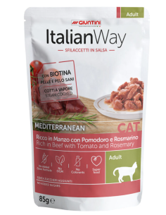 Italian Way Adult con Manzo Pomodoro e Rosmarino Sfilacc. in Salsa gr.85. Cibo Umido per gatti 2