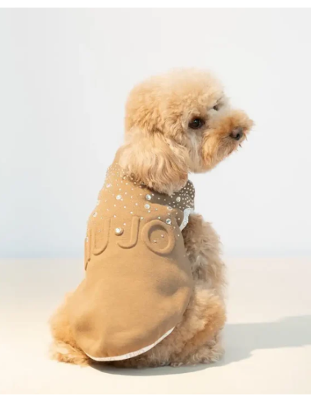 Liu Jo Felpa Logo e Brillantini Misura Large  Caramello. Abbigliamento per cani.  .