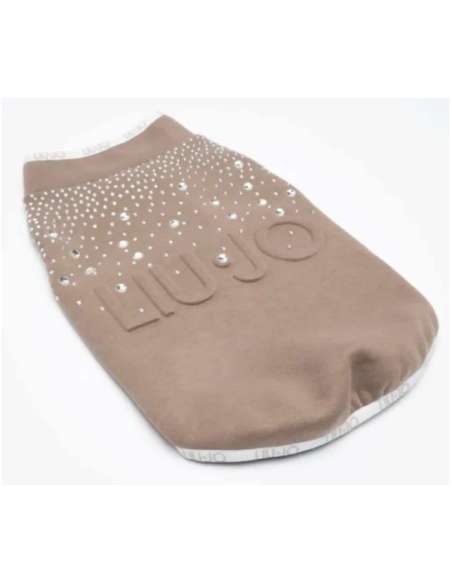 Liu Jo Felpa Logo e Brillantini Misura Large  Caramello. Abbigliamento per cani.  .