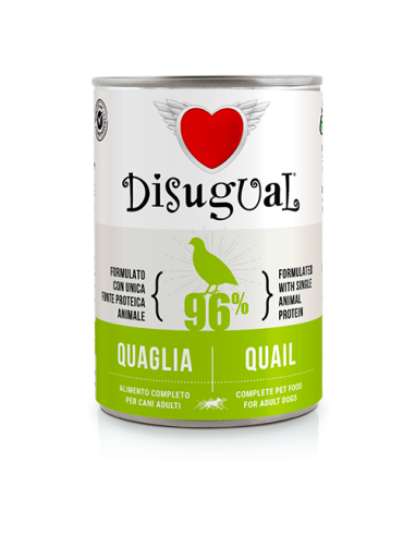 Disugual Umido Cane Quaglia gr 400. Cibo Umido per cani.