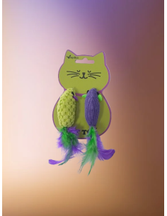 Topini Con Piuma e Erba Gatta . Giochi per gatti 2