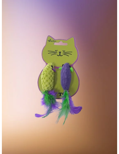 Topini Con Piuma e Erba Gatta . Giochi per gatti