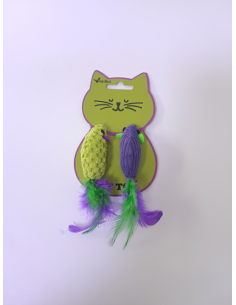 Topini Con Piuma e Erba Gatta . Giochi per gatti