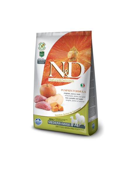 N&D Grain free ZUCCA ADULT MED/MAXI CINGHIALE E MELA KG.12