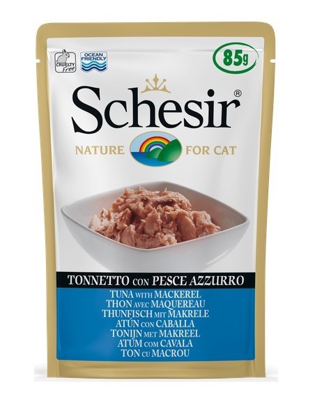 SCHESIR CAT BUSTA TONNETTO CON PESCE AZZURRO GR.85