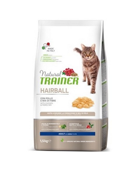 TRAINER NATURAL GATTO HAIRBALL CON POLLO E FIBRE kg. 1,5