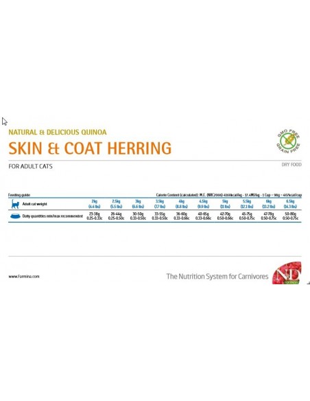 NATURAL & DELICIOUS GATTO QUINOA SKIN & COAT ARINGHE & COCCO KG.1,5