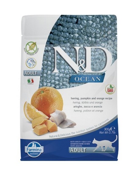 NATURAL & DELICIOUS GATTO OCEAN ARINGA E ARANCIA GR.300