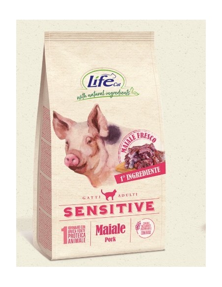 LIFE CAT SECCO SENSITIVE MAIALE GR.400